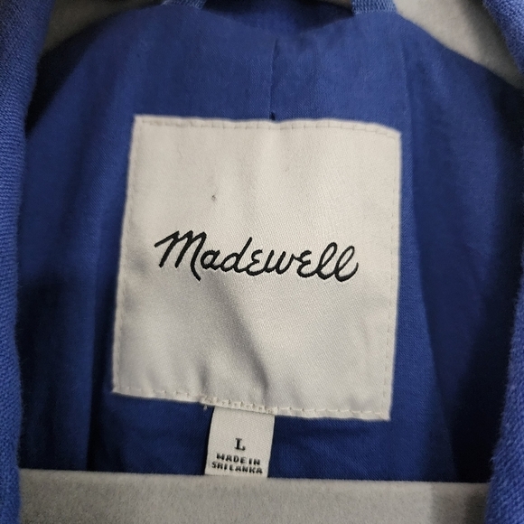 Madewell double breasted Crossover Blazer 100% Linen Blue Oversized Relaxed - Picture 14 of 14